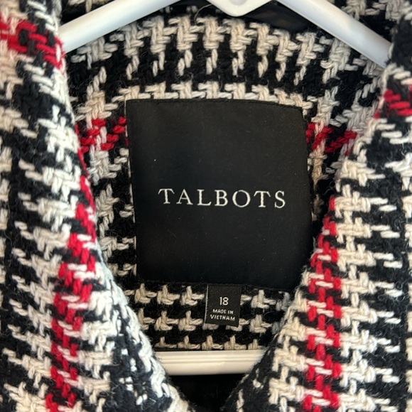 Talbots Herringbone Contrast Trim Coat, Size 18 - Picture 5 of 9